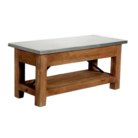 Alaterre Furniture Millwork Wood and Zinc Metal 40" Bench with Shelf AWMW0471Z